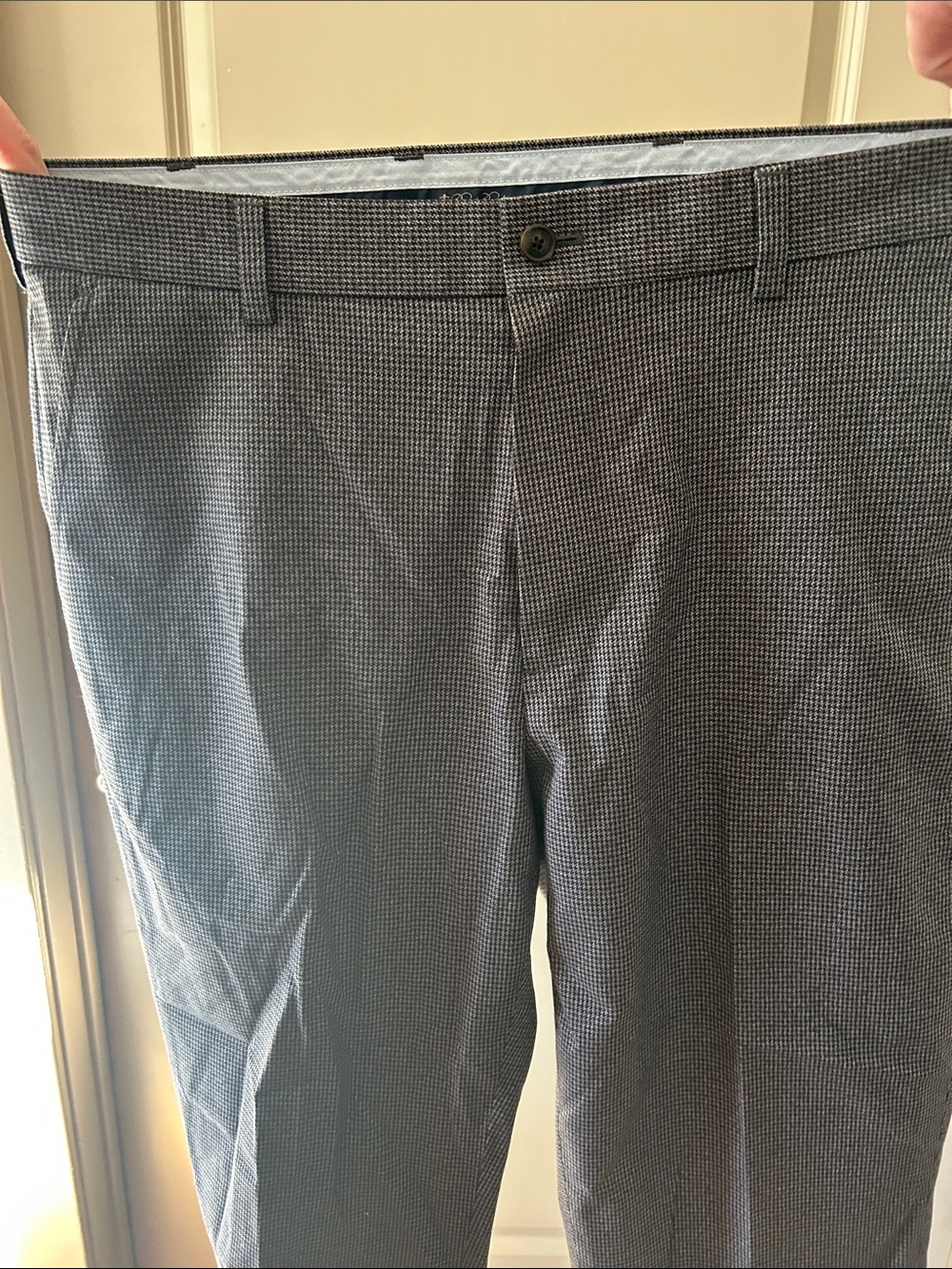 Brooks Brothers Men's Blue-Gray Micro-Check Dress Pants
